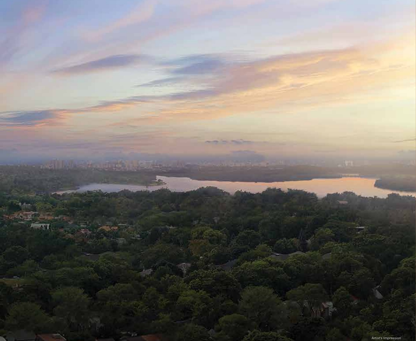 Panoramic view towards Lower Peirce Reservoir from Lentoria